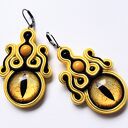 Kolczyki sutaszowe Yellow Dragon - ręcznie haftowane smocze oko (6,5 cm)