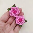 Różowe kolczyki z różami handmade z gliny polimerowej - zapięcie angielskie