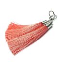 Kolczyki boho red grappa z chwostów i srebrnych elementów, 8,5 cm