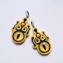 Kolczyki sutaszowe Yellow Dragon - ręcznie haftowane smocze oko (6,5 cm)