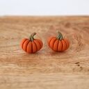 Pomarańczowe dynie - kolczyki wkrętki handmade na jesień i Halloween
