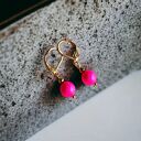 Swarovski neon pearls: pink: drobne kolczyki