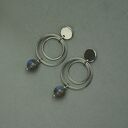 Ręcznie robione kolczyki koła z labradorytem - stal chirurgiczna (wire wrapping)