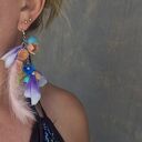 Kolorowe kolczyki boho z piórami i kwiatami