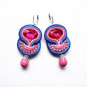 Kolczyki sutaszowe ręcznie haftowane Pink Ball