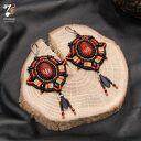 Kolczyki z agatem - długie haftowane