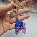 Kolczyki kwiaty wkrętki rękodzieło niebiesko fioletowe polecam leciutkie