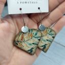Wiszące kolczyki decoupage - jesień vintage, motyw roślinny, żywica UV (stal chirurgiczna)