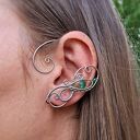 Oryginalne kolczyki nausznice zausznice zielony agat wire wrapping