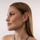 Kolczyki z onyksem Azteckie Słońce, Srebro 925 w złotym pokryciu