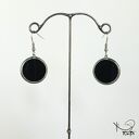 Szklane kolczyki kółka czarne - technika Tiffany (handmade)