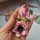 Kolczyki leciutkie kwiaty różowo zielone wykonane w pojedynczym egzemplarzu