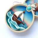 Kolczyki ze statkami na morzu