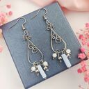 Kolczyki Chalcedon i Jadeit stal chirurgiczna handmade wirewrapping