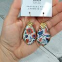 Orientalne kolczyki decoupage z żywicą - stal chirurgiczna
