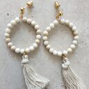 Kolczyki chwosty WĘZŁY kółka kamień rzeczny