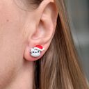 Świąteczne kolczyki Pusheen w czapkach Mikołaja - kotki Mikołaje, idealny prezent pod choinkę