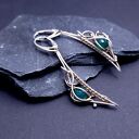 Srebrne kolczyki wire wrapping z zielonym chalcedonem - ręcznie robiona biżuteria