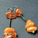 Oryginalne kolczyki z bursztynów bałtyckich mlecznego i koniakowego Prezent z klasą