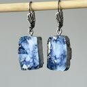 Ciemnoniebieskie kolczyki, kolczyki z imitacji kamieni, kolczyki ze stali nierdzewnej