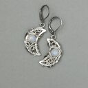 Kolczyki księżyce kamień księżycowy, wire wrapping, lunula
