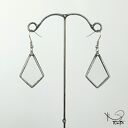 Szklane kolczyki deltoidy bezbarwne Tiffany - handmade z patynowaną cyną
