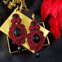 Kolczyki sutasz Nane rękodzieło bordowo czarne