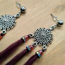Bordowo-fioletowe kolczyki z chwostami handmade