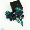 Granatowo-morskie długie kolczyki soutache