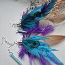 Kolczyki kolorowe energetyczne pióra duże lekkie wykonane w pojedynczym egzemplarzu