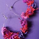 Kolczyki koła czerwono-fioletowe handmade - boho Frida Ruda Klara