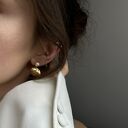 Złote kolczyki perły z plecionymi retro zawieszkami