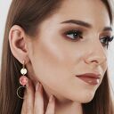 Minimalistyczne kolczyki z okrągłym rodonitem c946