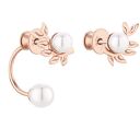 Asymetryczne kolczyki gałązki z różowego złota perłami SWAROVSKI®