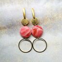 Minimalistyczne kolczyki z okrągłym rodonitem c946