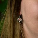 Małe kolczyki słoneczka kryształ górski wire wrapping gwiazdki