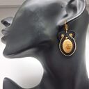 Kolczyki haftowane sutaszowe Gold Flower