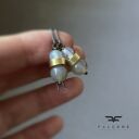 Kolczyki Ashy Agate & Misty Opalite - mosiądz, agat i opalit