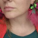 Kolczyki leciutkie kwiaty i pióra, polecam rękodzieło