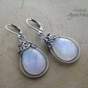 Kolczyki kamień księżycowy - wire wrapping ze stali chirurgicznej