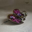 Kolczyki Exotic Flowers & Smoky Quartz - emaliowane kwiaty z kwarcem dymnym