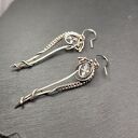 Długie srebrne kolczyki z kryształem lekkie, eleganckie, ręcznie robiona