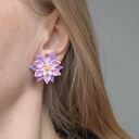 Unikatowe kolczyki kwiaty w pastelach - róż i lawenda, rękodzieło, 12 mm