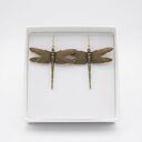 Długie kolczyki ważki vintage w mosiężnym złotym kolorze