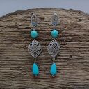 Kolczyki Ażurowy Liść Turkusowy Howlit