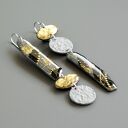 Długie asymetryczne kolczyki z papieru i żywicy