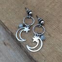 Delikatne kolczyki - księżyc z akwamarynem