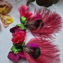 Kolczyki leciutkie kwiaty i pióra rękodzieło