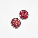 Kolczyki małe Druzy czerwone - sztyfty z żywicy 12 mm
