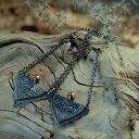 Kolczyki Silver Angels - oksydowane srebro boho z ornamentem na łańcuszkach